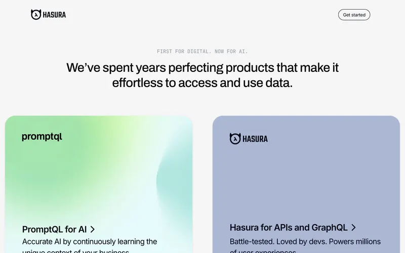 Screenshot of the Hasura homepage