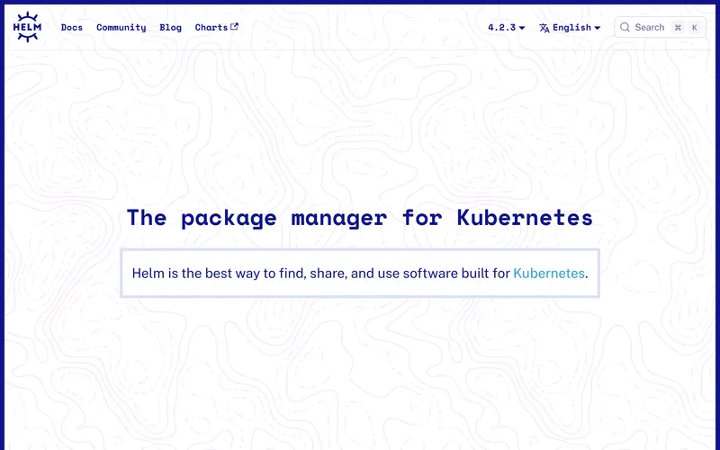 Screenshot of the Helm homepage